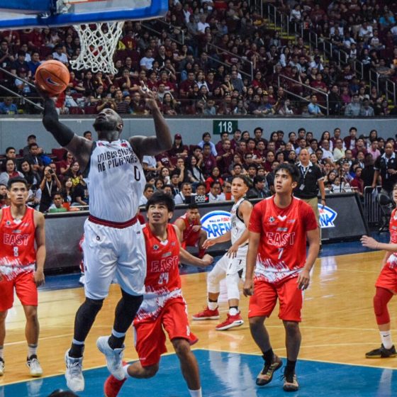 Maroon transfer Bright Akhuetie debuts in fantastic form in UP's season opening game against the UE Red Warriors. Photo Kezhia Maglasang.